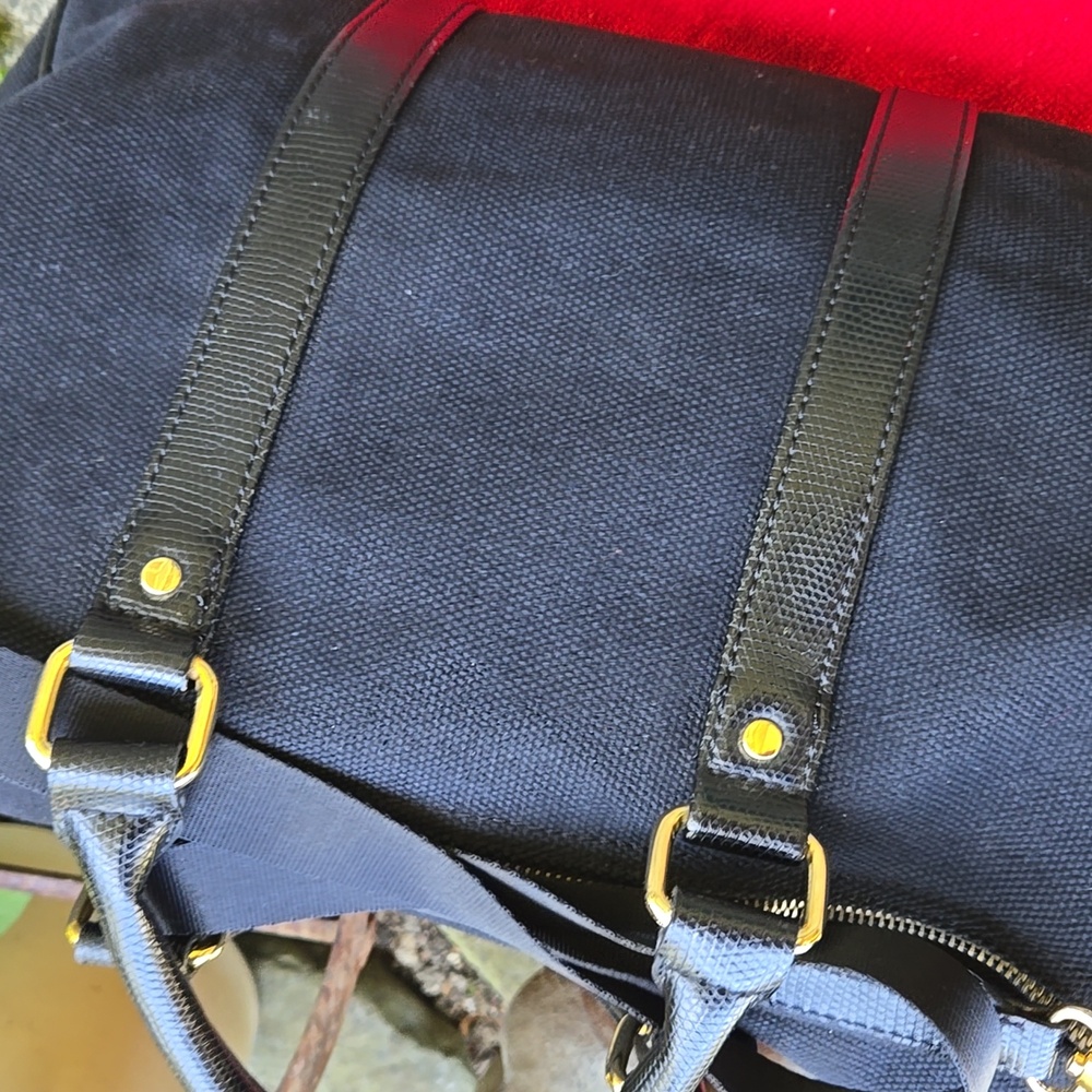 Victoria’s Secret Black Speedy Bag Canvas & Vegan Leather, Crossbody (BIN 001) - Picture 8 of 11